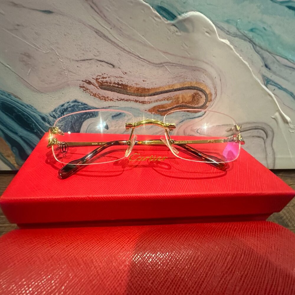 Cartier Glasses Rimless clear lens wire frame model c